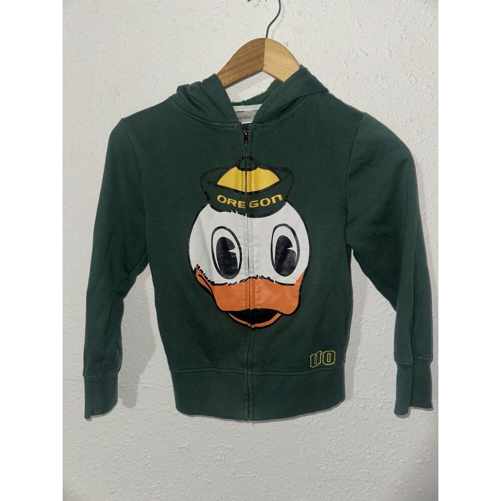 Oregon University OU Ducks Jacket HOODIE Full Zip Mascot Wear YOUTH Sz 8/10 EUC